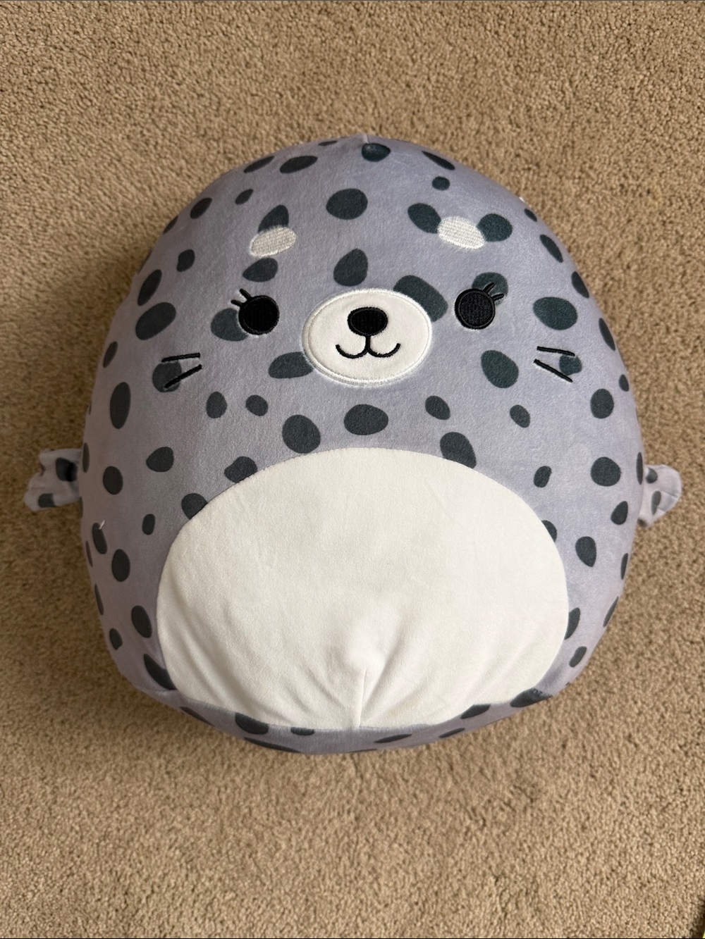 Squishmallow 16” Gray Polka-Dot Seal Plush Pillow